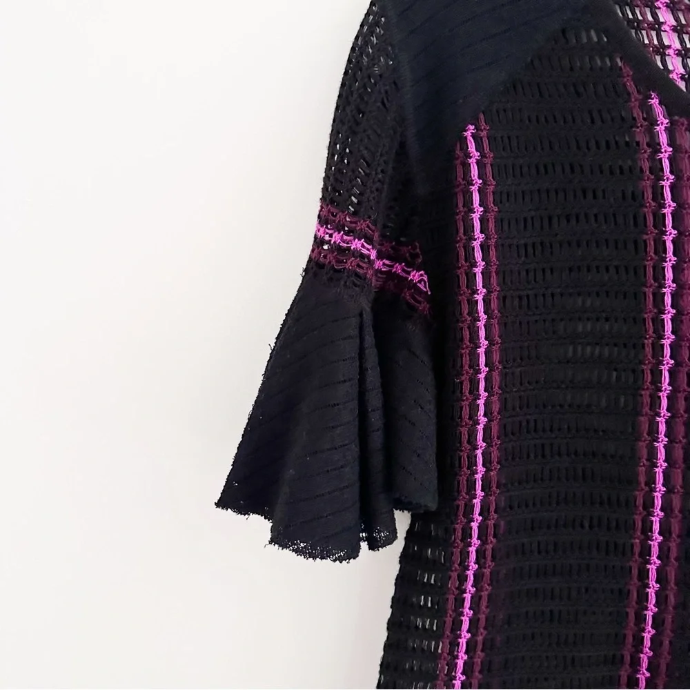 Free People Black Babes Only Open Knit Sweater Top Women's Size Small